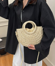 Elegant Green Solid Durable Straw Woven Tote Handbag