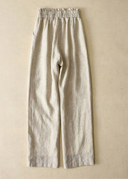 Elegant Grey-dot High Waist Button Linen Straigh Pants Summer