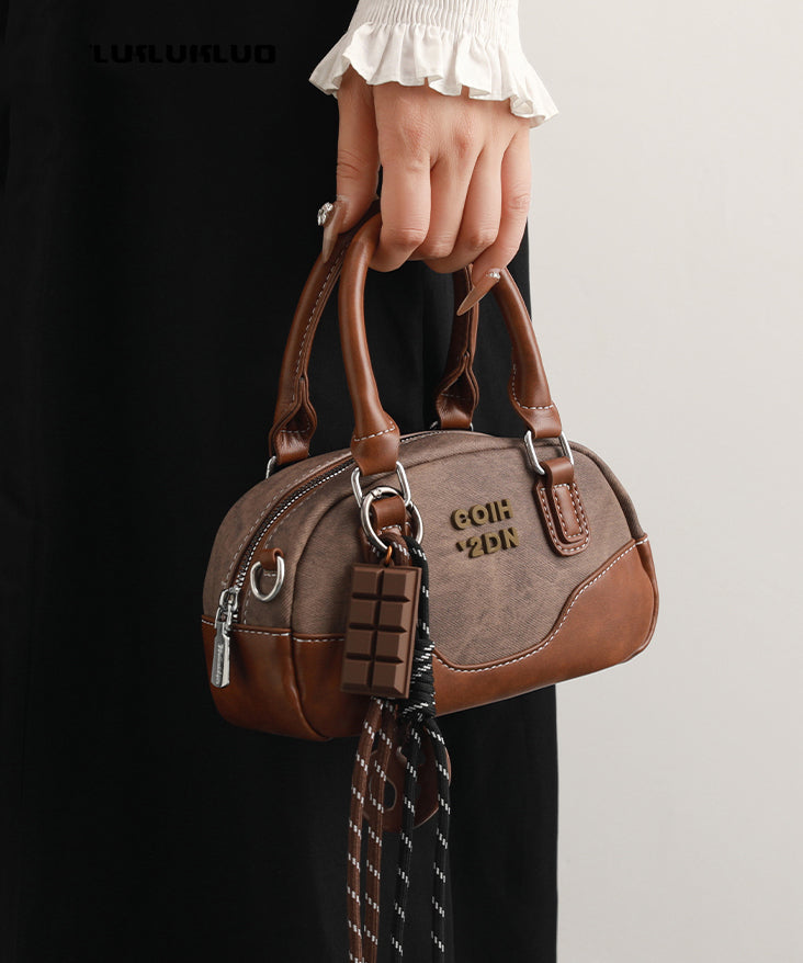 Elegant Grey Patchwork Solid Durable Faux Leather Micro Bag
