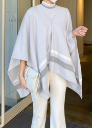 Elegant Grey Striped Warm Knit Two Pieces Set Fall