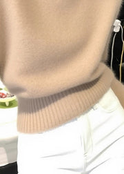 Elegant Khaki Turtleneck Cozy Knit Sweaters Winter