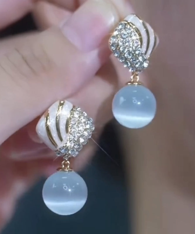 Elegant Light Blue Alloy Zircon Cat&