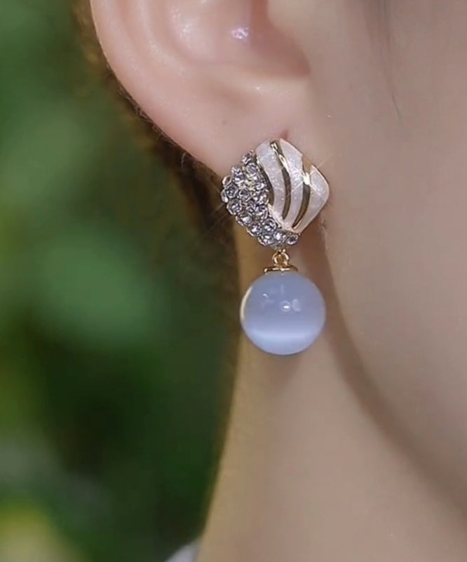 Elegant Light Blue Alloy Zircon Cat&