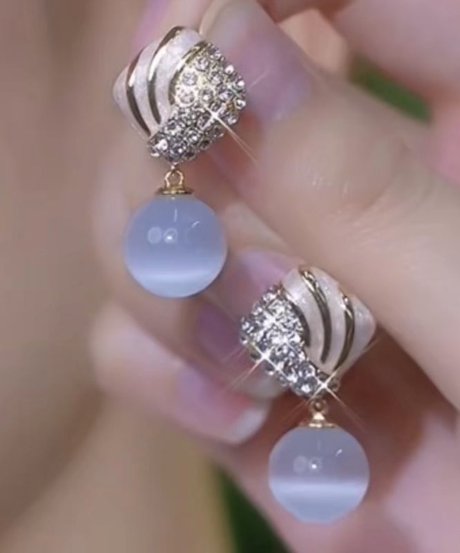 Elegant Light Blue Alloy Zircon Cat&