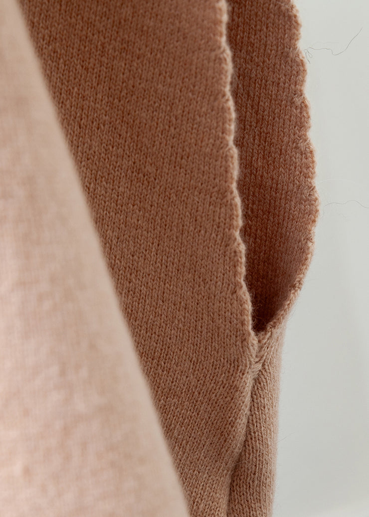 Elegant Milk Tea Camel Color Fox Collar Patchwork Woolen Coats Winter