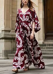 Elegant Mulberry Print Exra Large Hem Chiffon Tunic Dress Summer