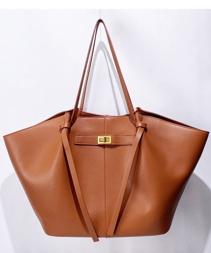 Elegant Orange Large Capacity Faux Leather Women Handbags