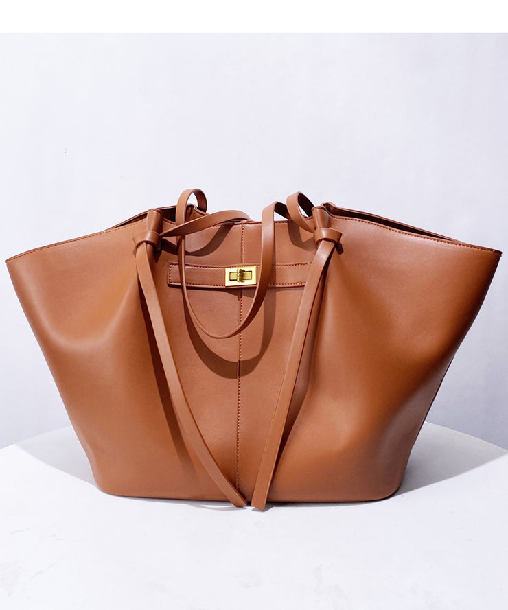 Elegant Orange Large Capacity Faux Leather Women Handbags