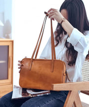 Elegant Orange Square Durable Leather Shoulder Bags