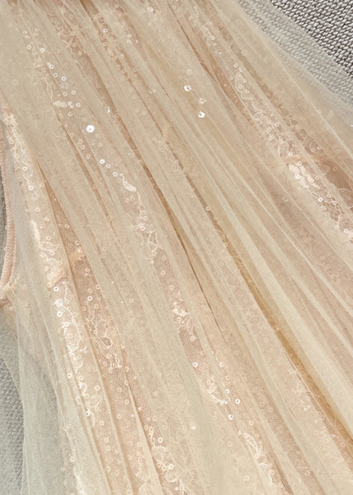 Elegant Pink Floral Sequins Tulle Mini Dress Sleeveless