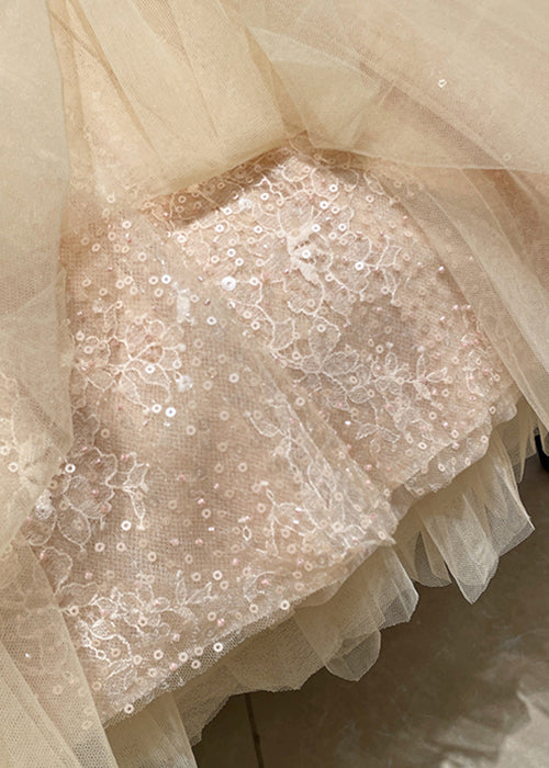 Elegant Pink Floral Sequins Tulle Mini Dress Sleeveless