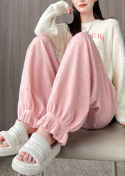 Elegant Pink Oversized Pockets Knit Pants Fall