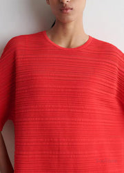 Elegant Pink Oversized Wrinkled Cotton Mid Dress Summer