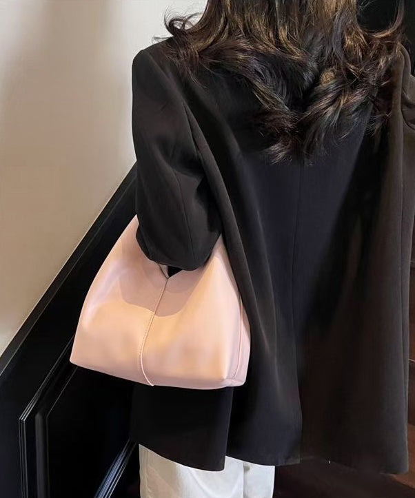 Elegant Pink Solid Durable Faux Leather Tote Handbag