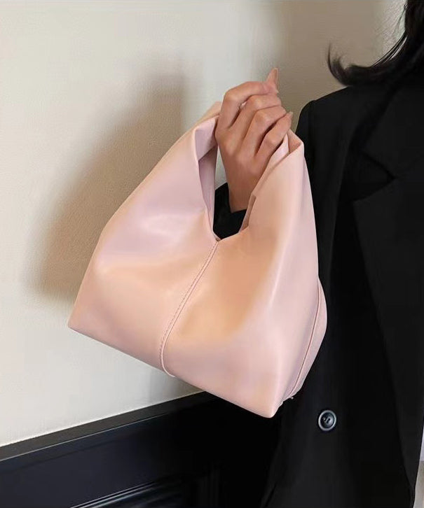 Elegant Pink Solid Durable Faux Leather Tote Handbag