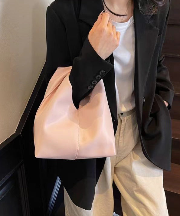 Elegant Pink Solid Durable Faux Leather Tote Handbag