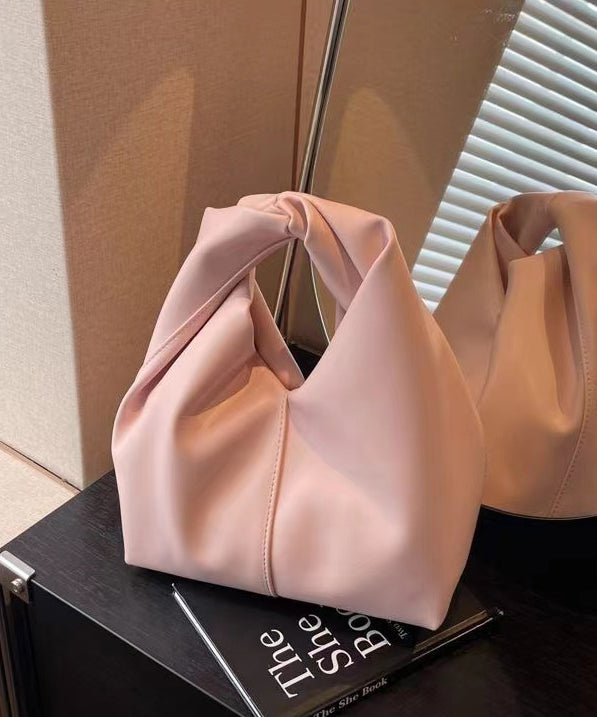 Elegant Pink Solid Durable Faux Leather Tote Handbag