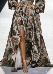 Elegant Print Exra Large Hem Chiffon Tunic Dresss Spring