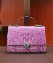 Elegant Purple Embossed Calf Leather Mini Bag
