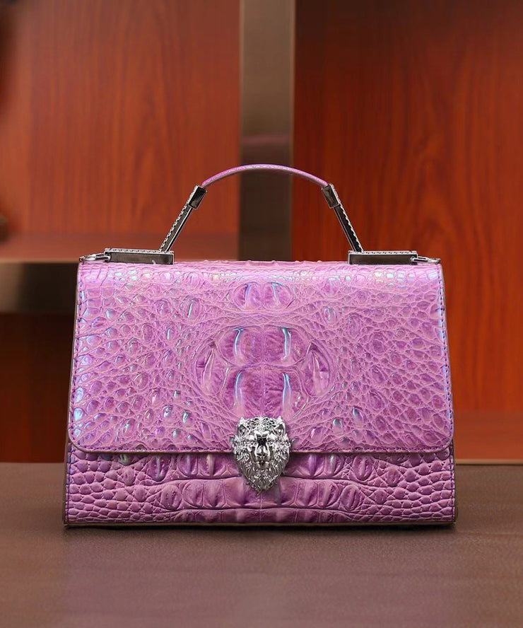Elegant Purple Embossed Calf Leather Mini Bag