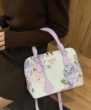 Elegant Purple Jacquard Solid Durable Faux Leather Tote Handbag