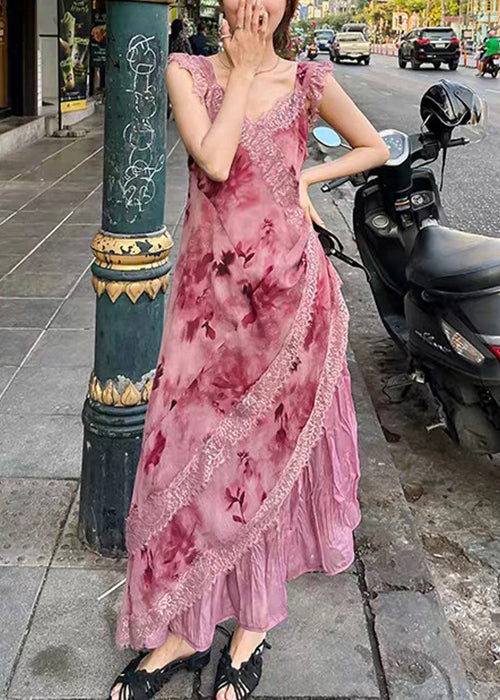 Elegant Purple Zippered Lace Patchwork Long Dresses Sleeveless