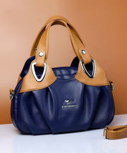 Elegant Red Black Versatile Calf Leather Tote Handbag