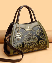 Elegant Red Embossed Calf Leather Tote Bag