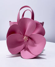 Elegant Rose Flower Shape Faux Leather Evening Tote Bag