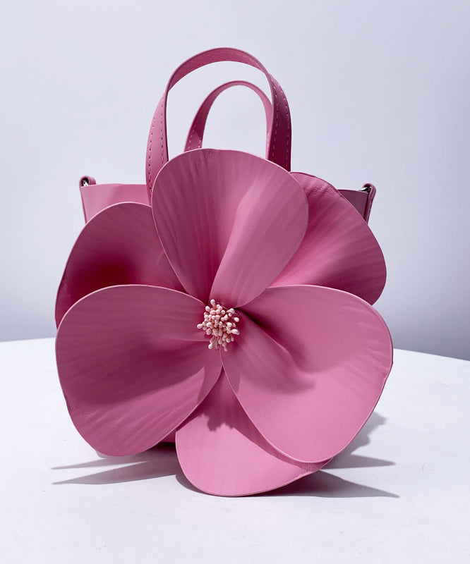 Elegant Rose Flower Shape Faux Leather Evening Tote Bag