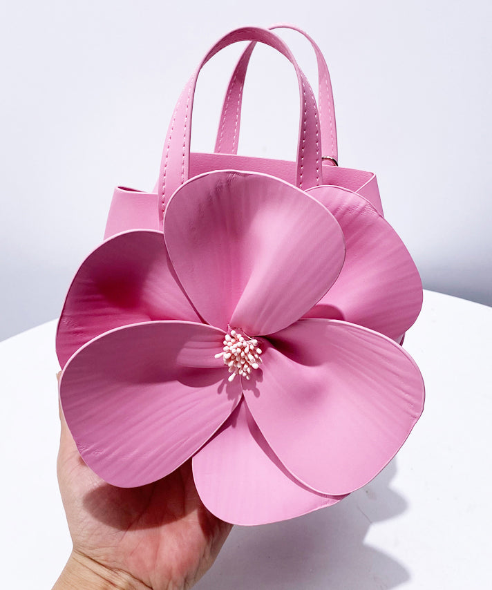 Elegant Rose Flower Shape Faux Leather Evening Tote Bag