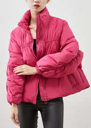 Elegant Rose Zip Up Wrinkled Duck Down Down Coat Winter