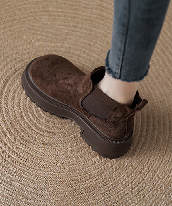 Elegant Splicing Comfy Platform Boots Coffee Suede