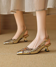 Elegant Splicing High Heels Silver Sheepskin Pointed Toe