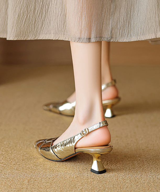 Elegant Splicing High Heels Silver Sheepskin Pointed Toe