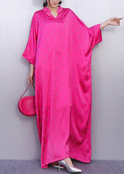 Elegant Street Style Pink Gown Zircon Batwing Sleeve