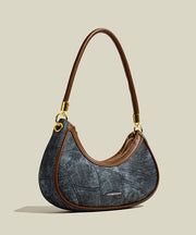 Elegant Tie Dye Patchwork Faux Leather Hobo Bag