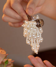 Elegant White Acrylic Alloy Pearl Tassel Hairpin