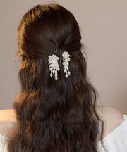 Elegant White Acrylic Alloy Pearl Tassel Hairpin