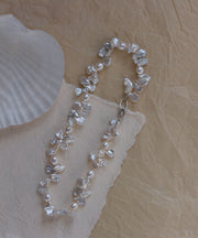 Elegant White Alloy Petal Pearl Princess Necklace