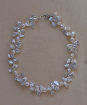 Elegant White Alloy Petal Pearl Princess Necklace