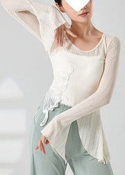 Elegant White Asymmetrical Butterfly Tulle Shirt Top Summer
