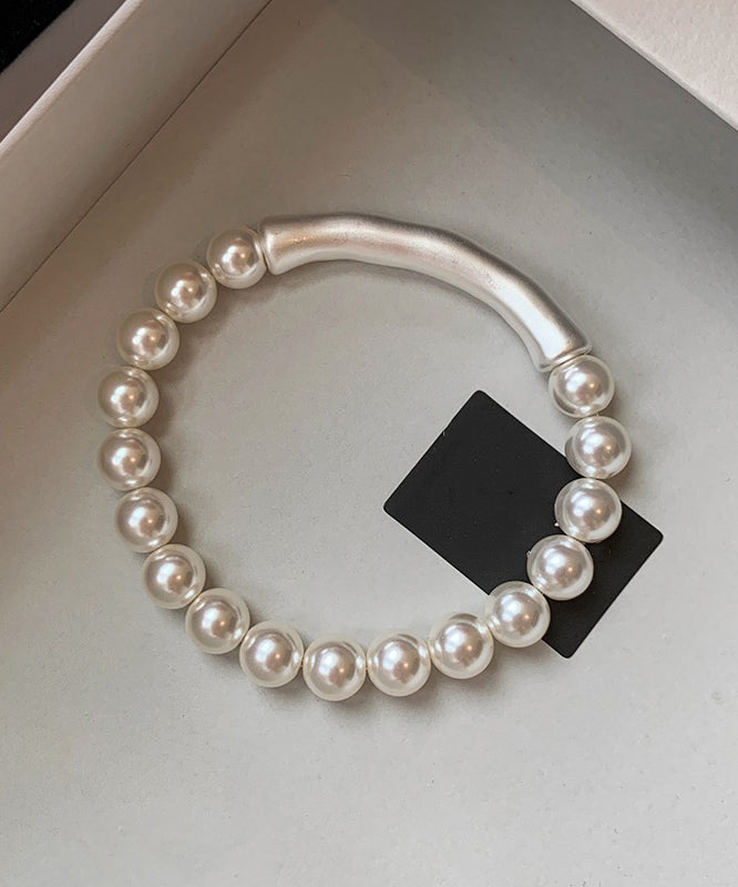 Elegant White Bamboo Joint Pearl Bracelet