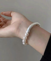 Elegant White Bamboo Joint Pearl Bracelet