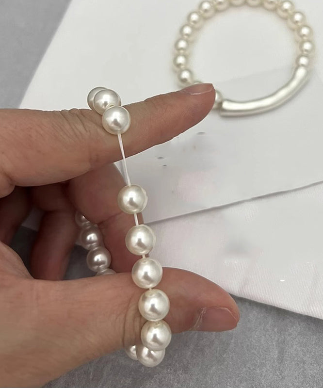 Elegant White Bamboo Joint Pearl Bracelet