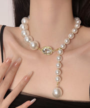 Elegant White Copper Overgild Pearl Pendant Necklace