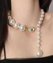 Elegant White Copper Overgild Pearl Pendant Necklace
