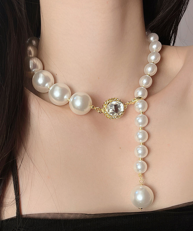 Elegant White Copper Overgild Pearl Pendant Necklace