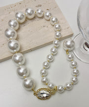 Elegant White Copper Overgild Pearl Pendant Necklace