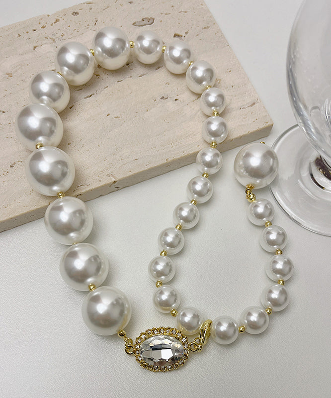 Elegant White Copper Overgild Pearl Pendant Necklace